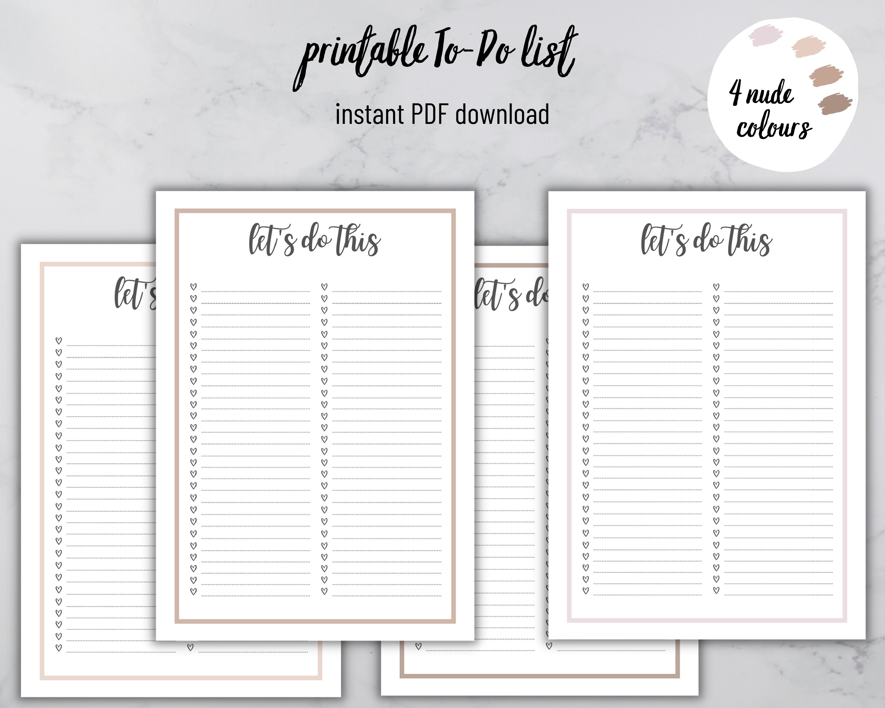 Printable To-do List. A4 A5 & US Letter Size Instant PDF - Etsy Australia