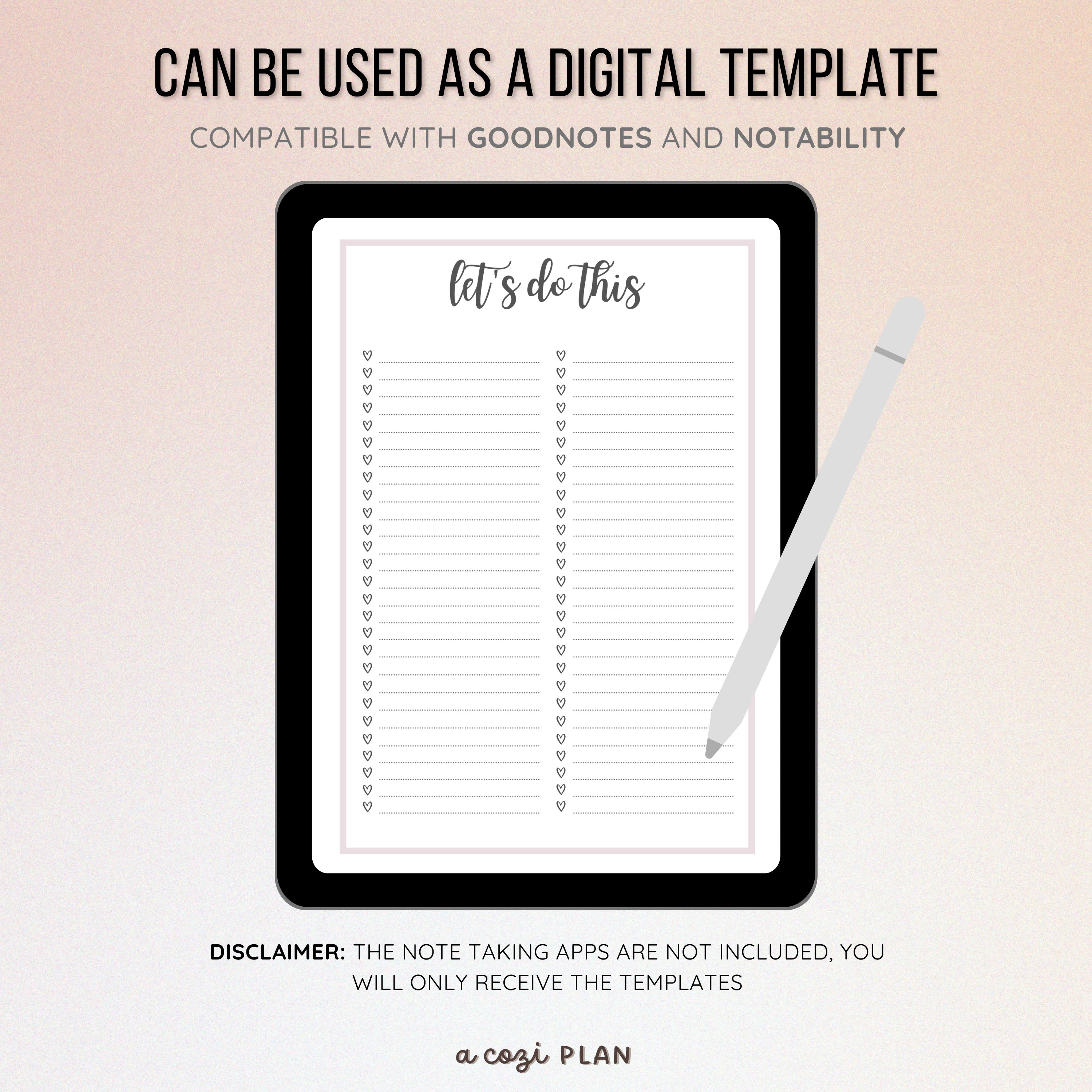 Printable To-do List, A4 A5 & US Letter Size, Instant PDF Download ...