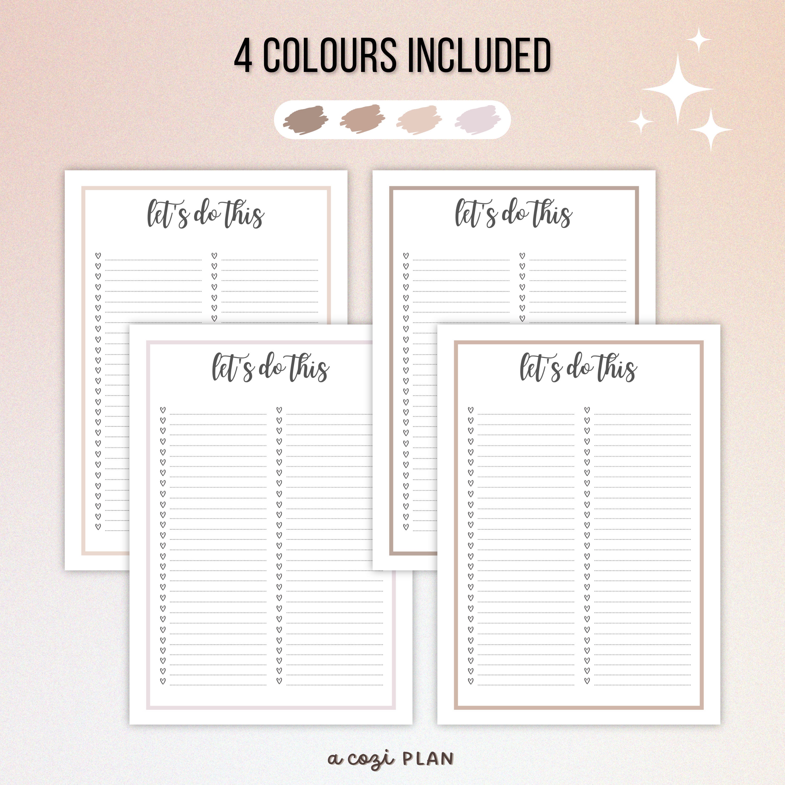 Printable To-do List, A4 A5 & US Letter Size, Instant PDF Download ...