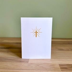 Biglietto di auguri cattolico per la Cresima in oro fatto a mano in formato A6 con busta C6
