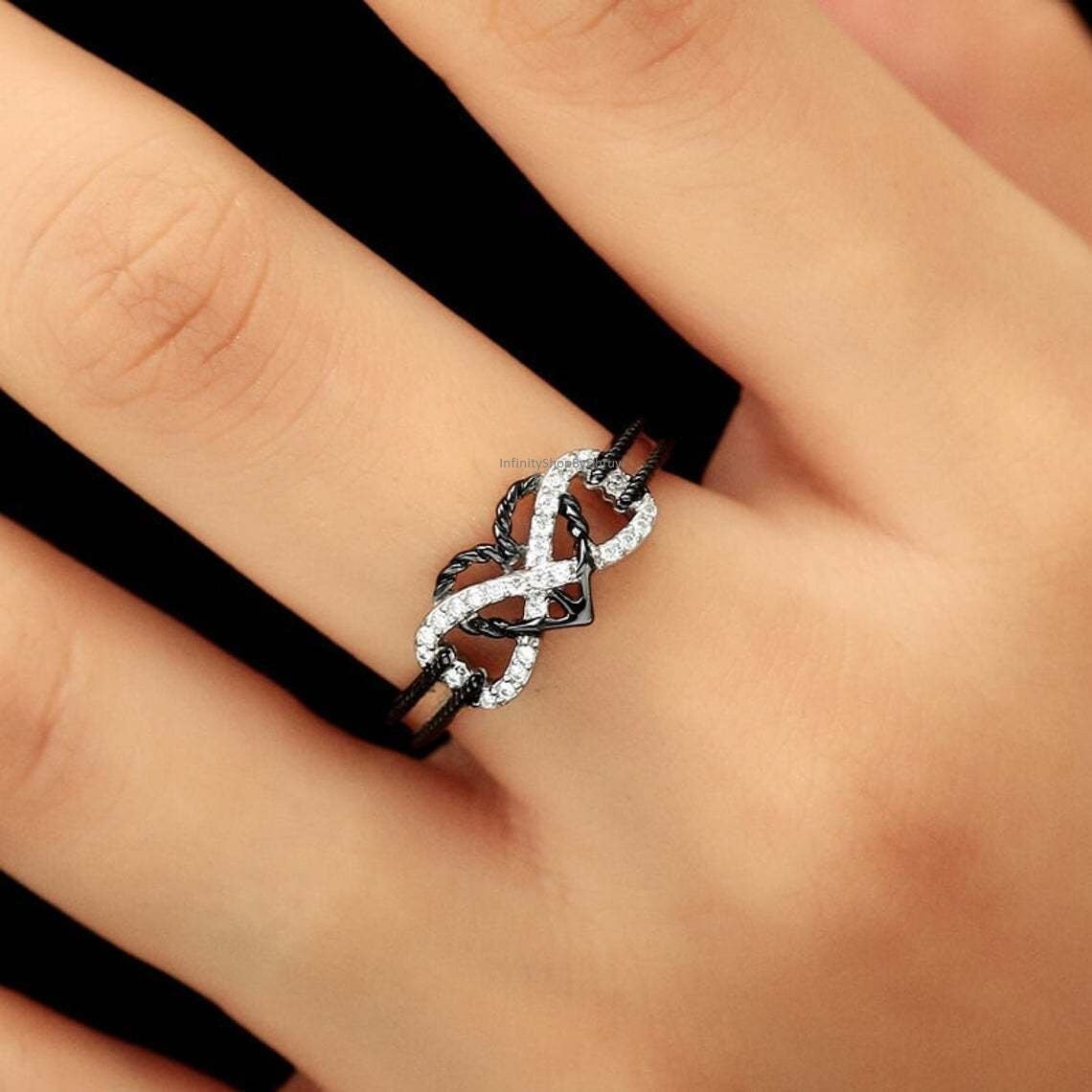 Infinity ring in black anchor heart ring two tone deals