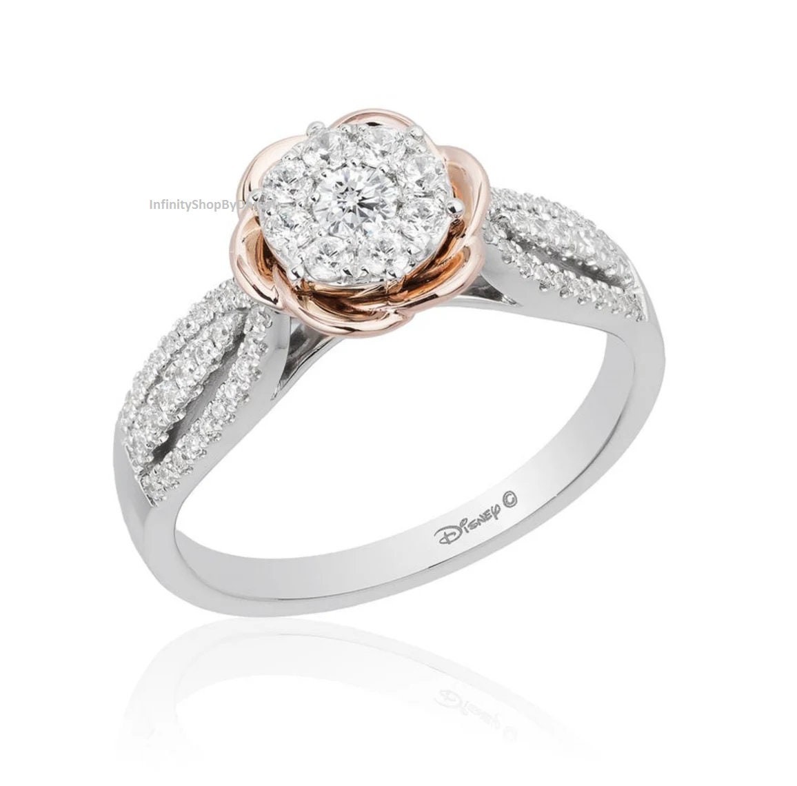 Disney Majestic Princess Inspired Diamond Engagement Ring 14K Rose Gold 1.0  CTTW | Enchanted Disney Fine Jewelry