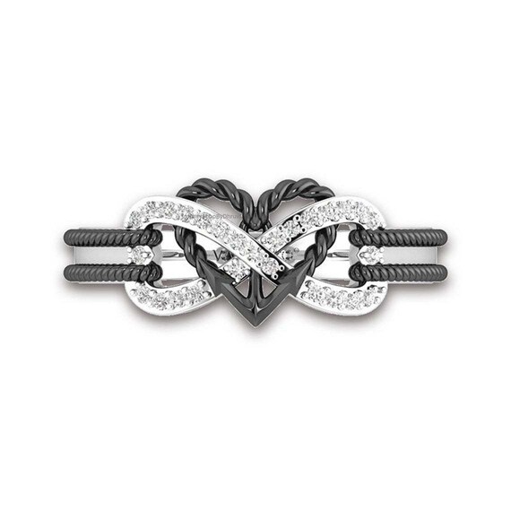 Infinity ring in black anchor heart ring two tone deals