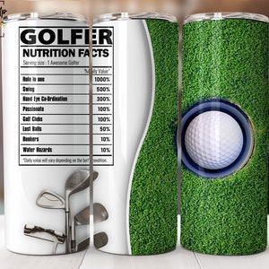 Golfer Nutrition Tumbler Wrap, Golf Lover, Funny Golf Nutrition 20oz Skinny Tumbler Sublimation Designs PNG File Digital Download