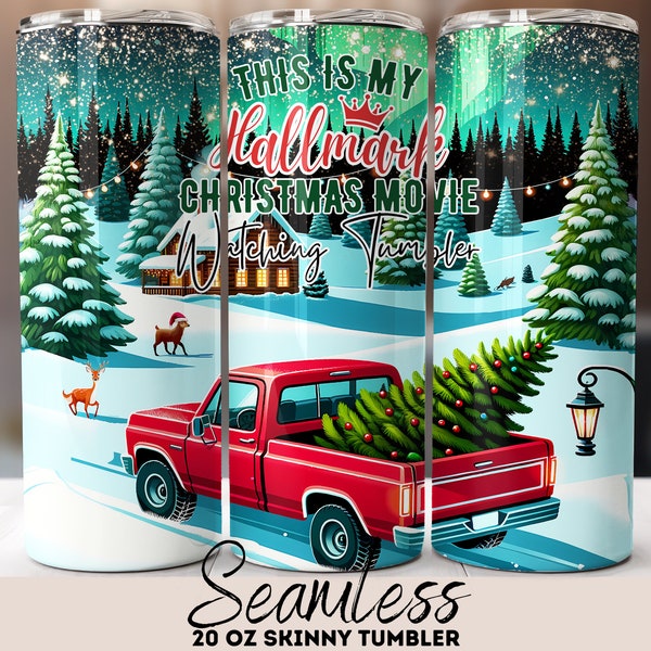 This is my Hallmark Christmas Movie Watching Tumbler Wrap, Seamless Christmas 20oz Skinny Tumbler Sublimation Designs PNG File