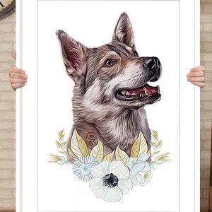 Ritratto di animale domestico personalizzato ad acquerello / Ritratto commemorativo di cane / Ritratto digitale / Arte personalizzata per animali domestici / Stampa di animali domestici / Ritratto commemorativo di cane / Regalo di Natale