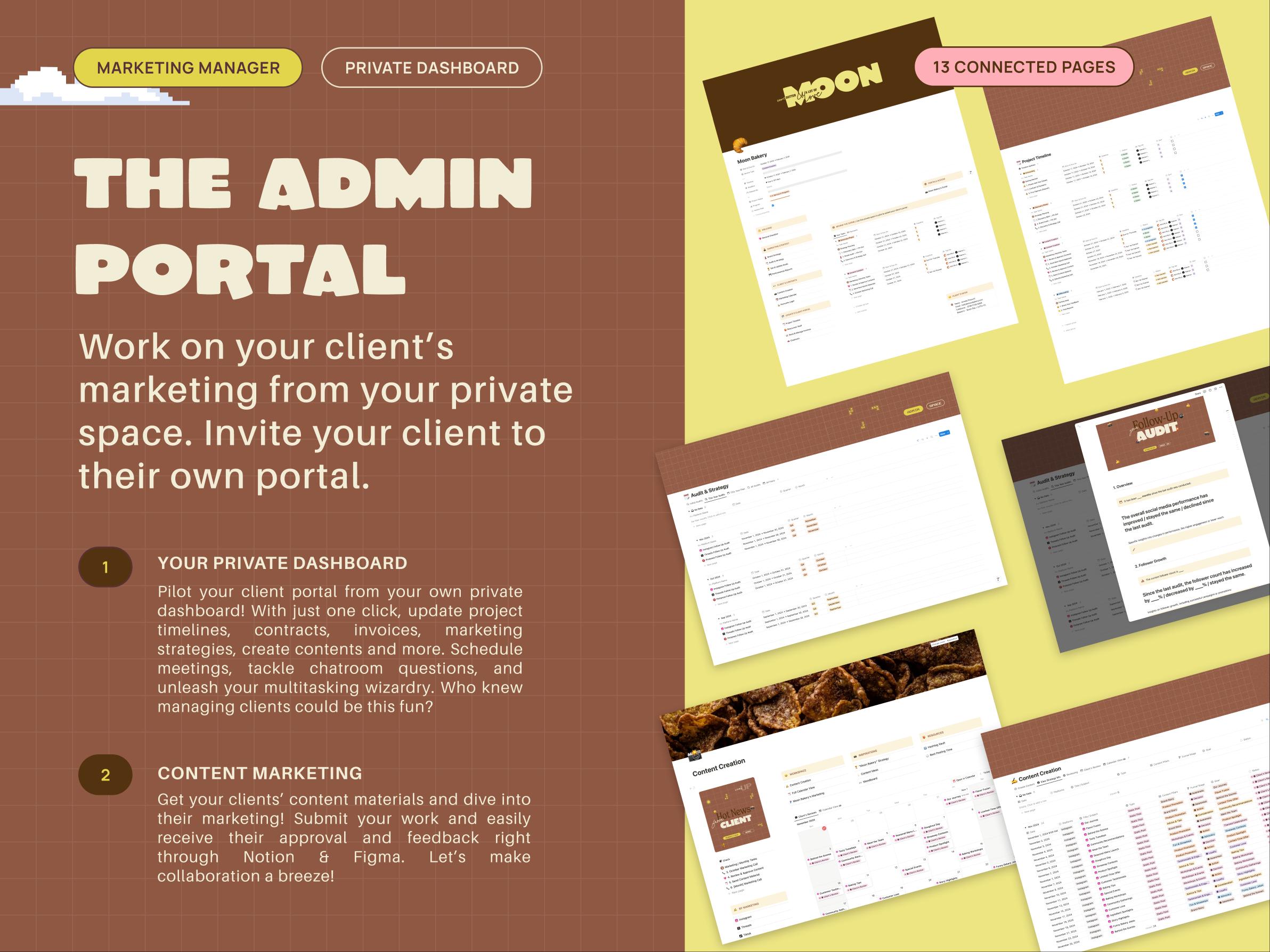 Social Media Managers Dashboard Notion Template with Clients Portal for ...