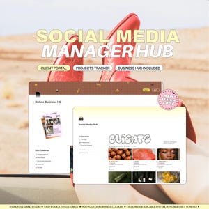Social Media Managers Dashboard | Notion Template with Clients Portal for Marketing Managers - All in one dashboard, Marketing, Finance…