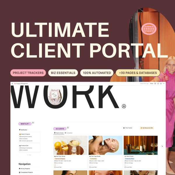Notion Template Client Portal | Projects Management Dashboard for Entrepreneurs, Coach, Virtual Assistant, Designer and Brand Strategist