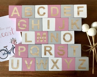 Customizable ABC Alphabet Blocks - Personalized Wooden Baby Name Blocks for Nursery Room Decor | Educational Toy Gift Ideas for Toddlers