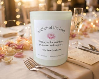 Personalised Mother of the Bride Candle, Special Mom Wedding Gift, Sentimental Keepsake, Unique Thank You