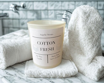 Clean Cotton Fresh Candles, 9cl, Soy Wax, Clean Scented and Long Lasting, 15 Hours Burn Time,