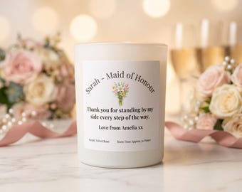 Personalised Maid of Honour Candle, Keepsake, Bridesmaid Proposal Gift, Bridal Party