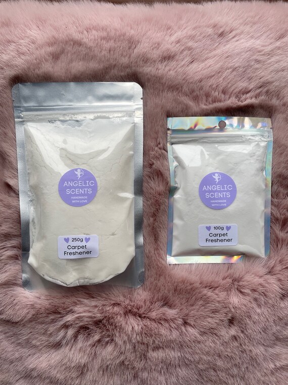Scented Carpet Freshener Powder, Natural Deodoriser for Carpets, Rugs & Pet Odours – 16 Scents