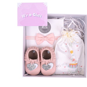 Boîte cadeau à thème rose pour nouveau-né, arc de bandeau de bébé en coton, ensemble de cartes De jalon de bébé, cadeau de future mère, panier-cadeau de nouvelle maman