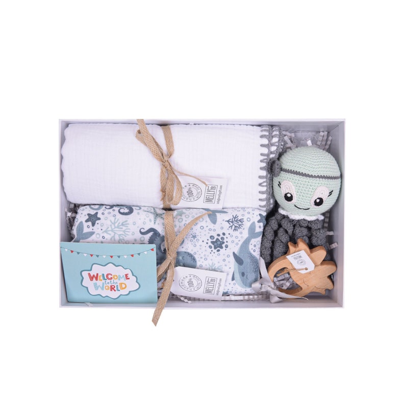 Ocean Theme Gender Neutral Swaddle Set Cute Crochet Octopus Etsy