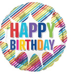 Happy Birthday Rainbow Balloon, Party Balloon, Rainbow Mylar, 18 inch balloon
