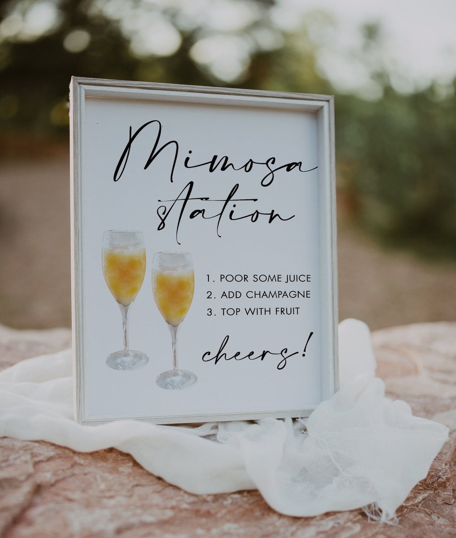 Mimosa Station Sign Template Minimal Wedding Drinks Bar Sign - Etsy ...