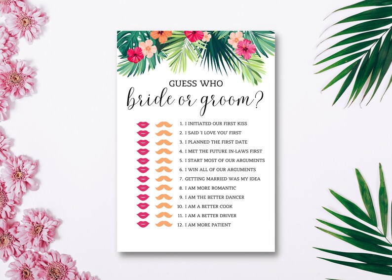 Tropical Bridal Shower Game Bundle, AMERICAN and AUS Spelling Games