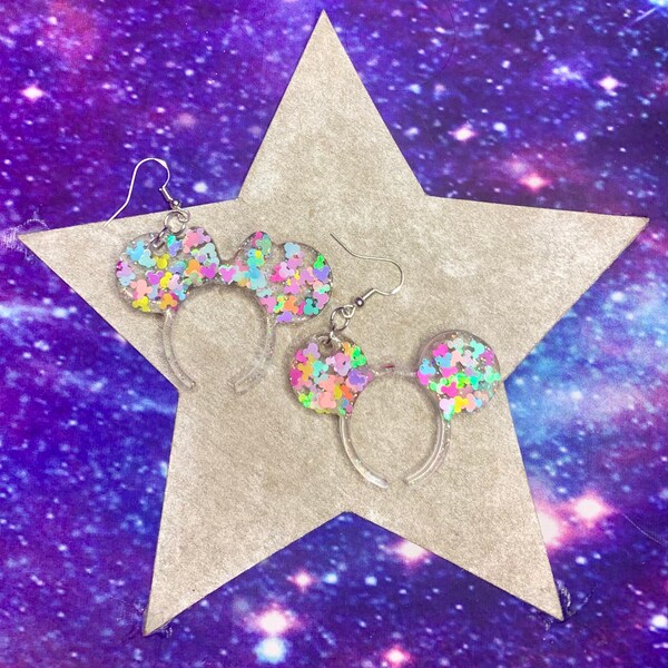Pendientes con orejas de ratón en colores pastel y arcoíris, hipoalergénicos, regalo de Navidad para ella, calcetines de regalo, extensor de pez