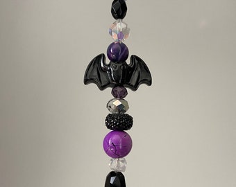 Black and Purple Bat Suncatcher; Bat Window Art