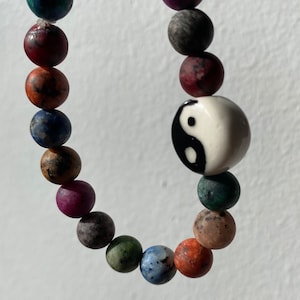 Beaded Rainbow Yin Yang Bracelet