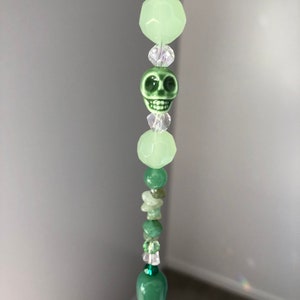 Green Aventurine Skull Suncatcher ; Window Art