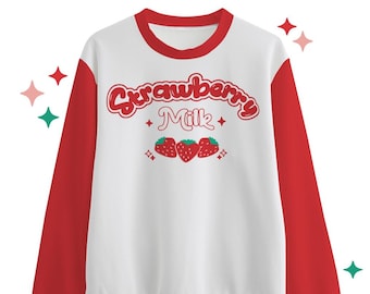 Strawberry Milk Sweatshirt | Kawaii Clothing | Anime Manga Aesthetic | Harajuku Strawberry Shirt