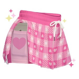 Lovely Heart Flowy Shorts | Lovecore Pastel Alt clothing, Y2K Preppy Aesthetic, Kawaii Shorts