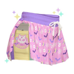 spooky cute Flowy Shorts | Candycore Spooky Pastel Alt clothing, Y2K Halloween, Kawaii Short