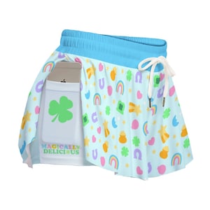 Magically Delicious Flowy Shorts | Cute Rainbow Charms | Y2K High Waisted Lucky Booty| Gift For Girlfriend | St Patricks Day Gift For Her