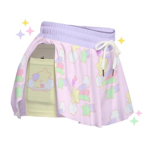 Dreamy Pink Flowy Shorts | Candycore Soft Pastel Alt clothing, Y2K Dreams, Kawaii Short