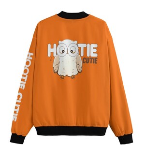 Hootie Cutie Fleece Bomber Jacket | Unisex Retro Fall Fashion | kawaii Clothing | Gift For Them