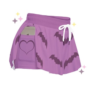 Succubus Flowy Shorts | Purple Bats Goth Clothing | Spooky Cute Gift For Her