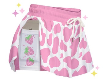 Pink Cow Print Flowy Shorts | Strawberry Cowgirl | Pink Gift for Her | Cute Gift