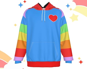 Rainbow Dream Hoodie | Kidcore Pullover Hoodie | Shooting Star Fleece Lined Warm Clothes | RGB Cute Gift