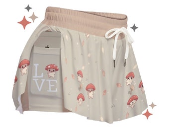 Short Cuties champignon | Fungi Friend Short de pyjama tendance, short fluide kawaii