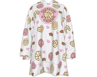 Sweet Treat Cafe Hoodie Blanket | Oversize Snuggle Sherpa | Pastel Wearable Blanket | Best Friend Gift |  College Students Baker Gift