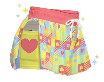 Lovely Heart Flowy Shorts | LGBTQ Rainbow Bottoms | Cute Lovecore Pride Gift for Them