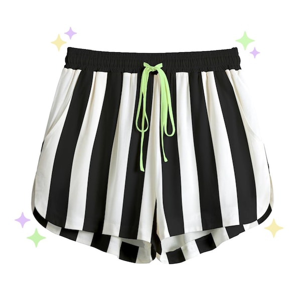 Juicy Stripe Shorts | Pastel Goth Pajama | Y2K Horror High Waisted Shorts | Gift For Girlfriend