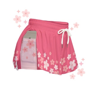 Cherry Blossom Flowy Shorts | Pink Sakura Bottoms | Beautiful Japanese Fashion Pajama |