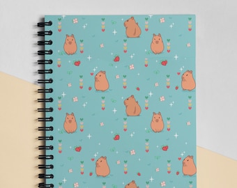 Capybara Strawberry Notebook | Cottagecore Ruled Line Journal, Capybara Gift