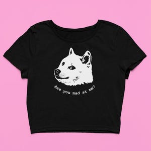 Silly Shiba Inu Crop Top | *CUSTOM* Cute Baby Tee | Fitted Graphic Top | Y2K Baby Tee | Dog Mom Gift | Funny Cursed Dog Shirt Gift For Her