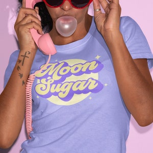 Moon Sugar t-shirt - Moon Child | y2k top style, lilac soft girl |  Cute Retro gift | e girl shirt