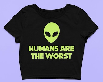 Alien Baby Tee | Cute Fitted Graphic Top | Funny Crop Top | Gift For Girlfriend | UFO Gift For Her