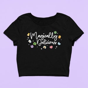 Magic Charms Crop Top | Fitted Graphic Top | Lucky Irish Y2K Baby Tee | Rainbow Gift For Girlfriend | St Patricks Day Gift For Her