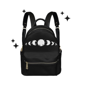 Moon Phases Backpack - Mini Sling Goth backpack | Whimsigoth style, Fairycore, Starry Crescent, Students Gifts
