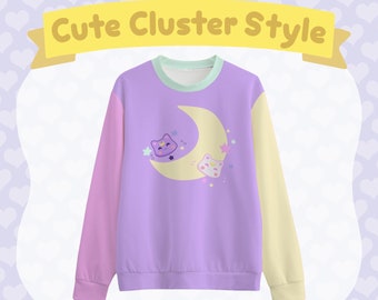 Stardust Kitty Sweatshirt | Pastel Alt clothing, Y2K Cat Anime Shirt | Kawaii clothes