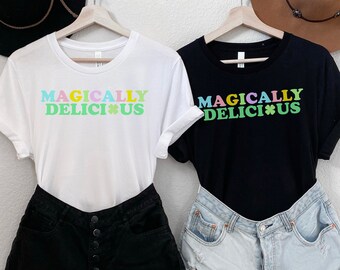 Magically Delicious Shirt | Cute Clover Graphic Top | Y2K Top | Gift For Him or Her | Lucky Shirt | St Patricks Day Gift
