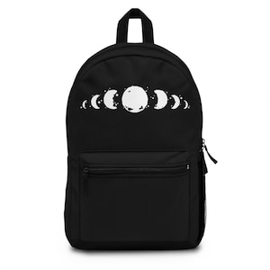 Moon Phases Backpack -Star Goth backpack | Whimsigoth College Bag | Starry Night Crescent | Students School Gifts